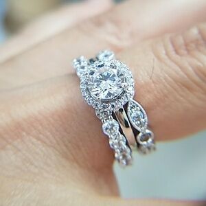 3pc set Engagement Ring & Eternity Bands